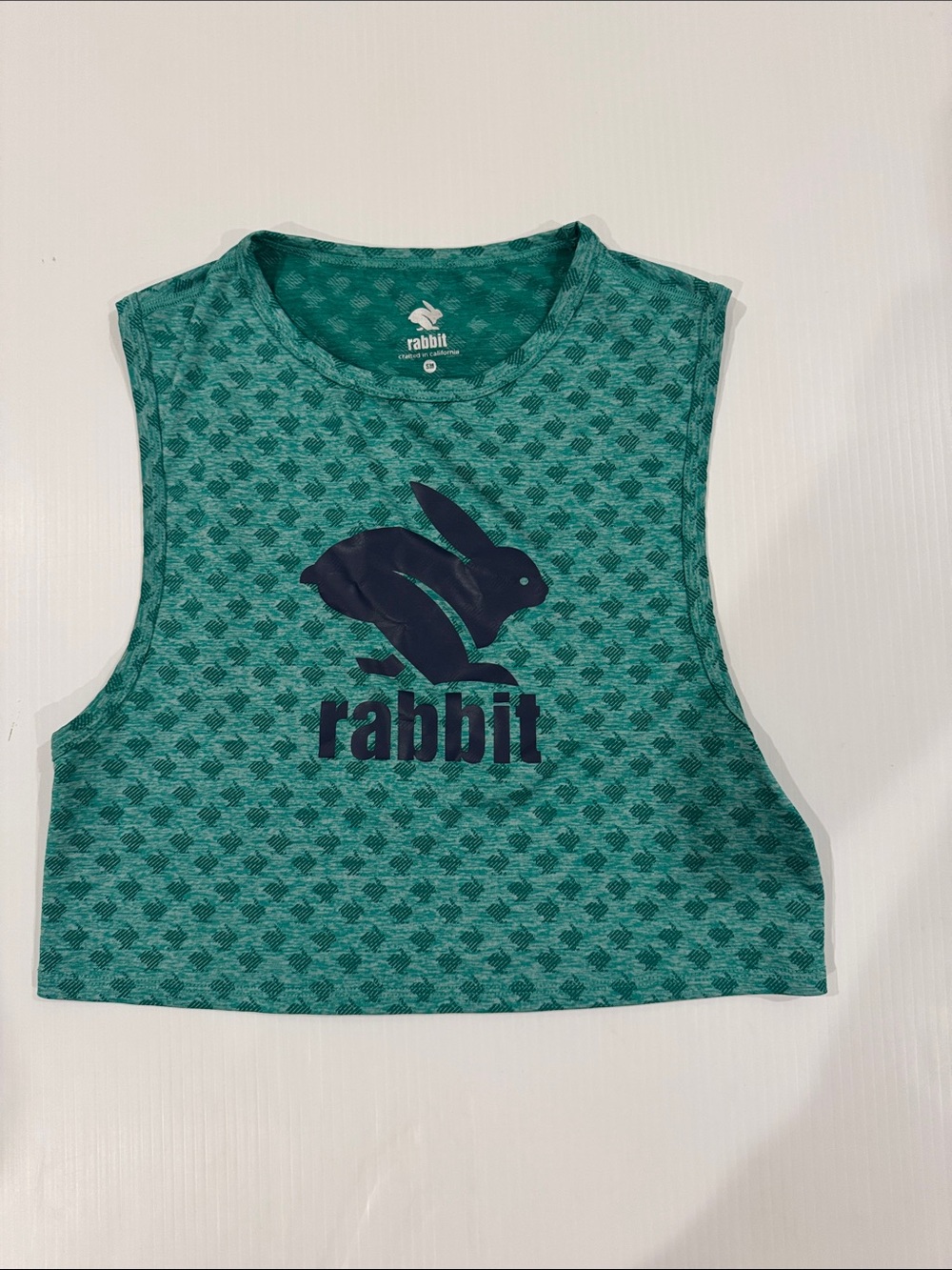 rabbiy Women's Teal Sleeveless Logo Crop Top Women’s size Small